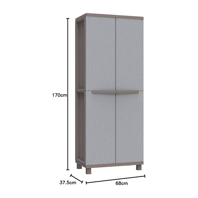 Terry JRattan268 Outdoor Cabinet - 6 - Sleek, modern cabinet with textured surface, Tall, narrow storage unit with metallic