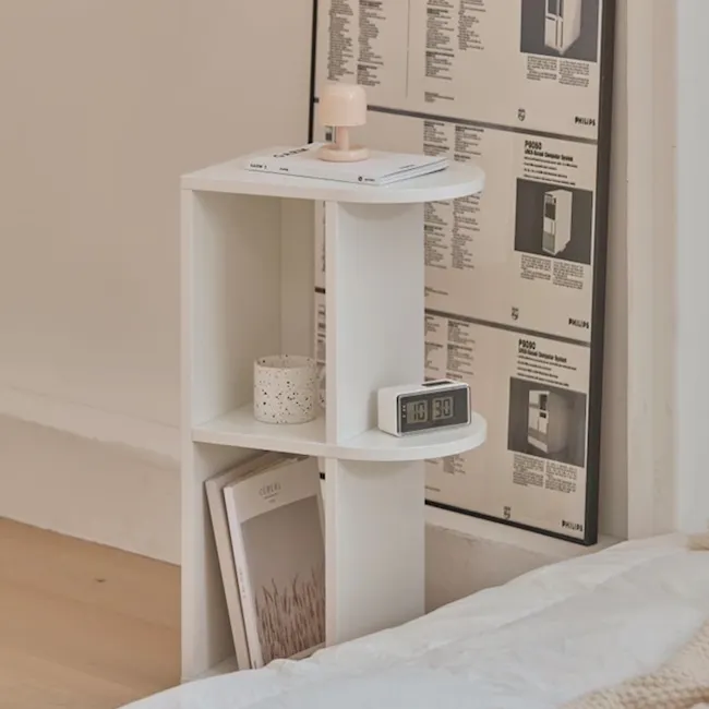 Andy 2 Tier Bookshelf 0.4m - 3 - White minimalist shelf, modern design, floating shelf, built-in shelving unit, white color