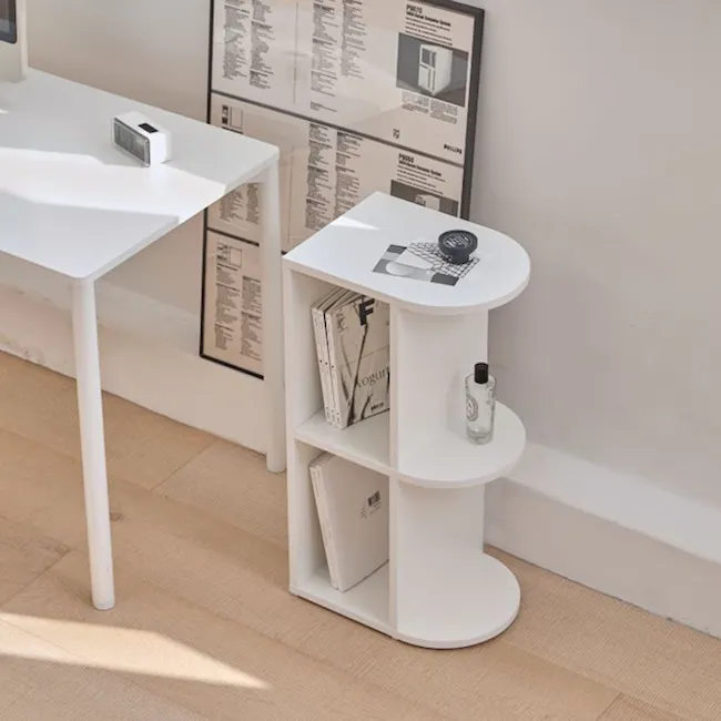 Andy 2 Tier Bookshelf 0.4m - 2 - White minimalist desk, modern shelving unit, clean design, floating shelf, bookshelf