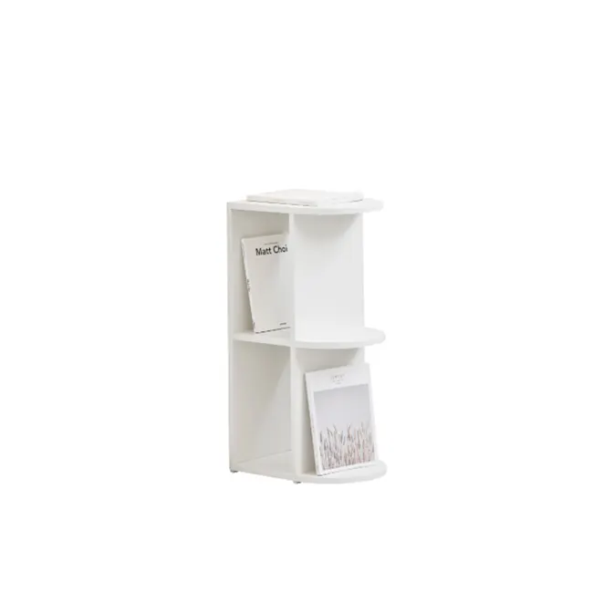 Andy 2 Tier Bookshelf 0.4m - 1 - White minimalist bookshelf, modern design, open shelving, two-tiered structure, white color