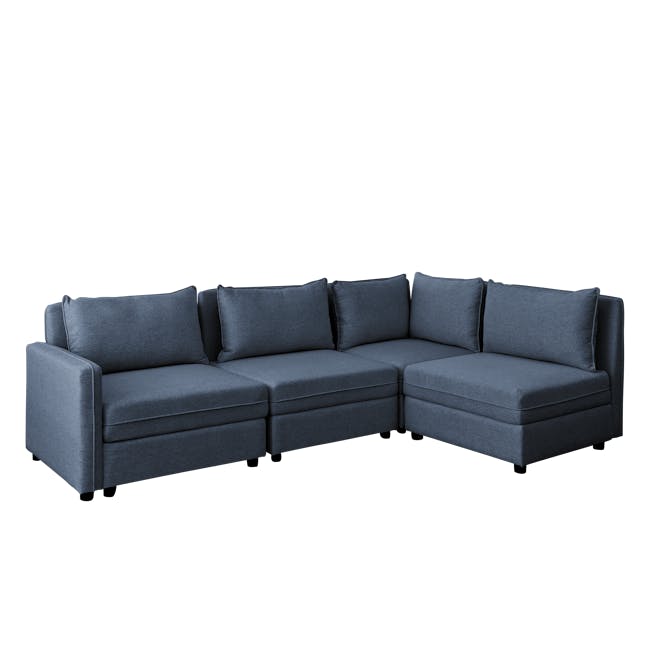 Cameron 4 Seater Sectional Storage Sofa - Denim - 0