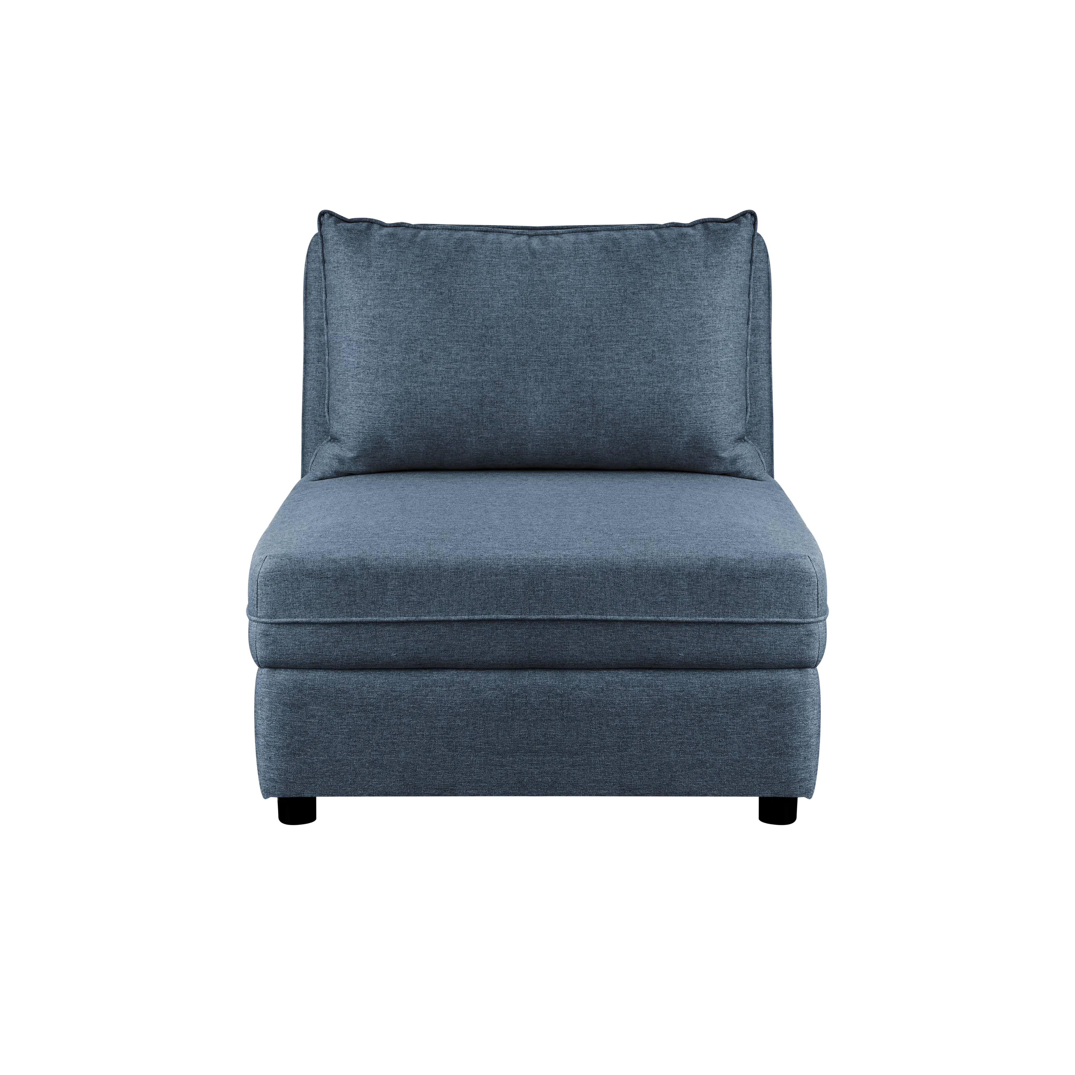Cameron Storage Armless Unit - Denim (Fabric) - 16 - Grey upholstered sofa, modern design, textured fabric, minimalist