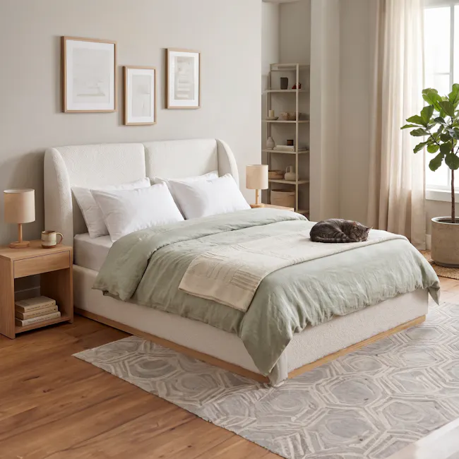 Nova King Storage Bed - White Boucle - 2
