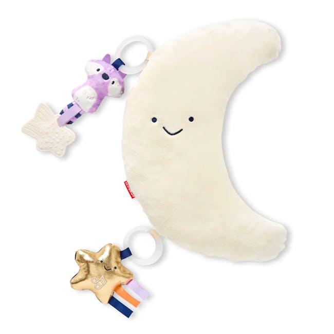Skip Hop Activity Gym - Celestial Dreams - 5 - Soft, plush, banana-shaped keychains, cheerful smiley face, white and purple