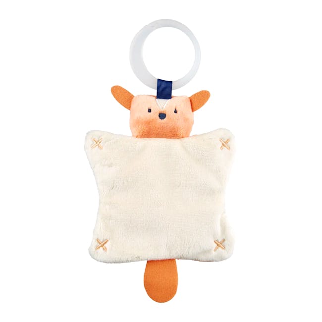 Skip Hop Activity Gym - Celestial Dreams - 9 - Soft, fluffy, white blanket, plush toy, orange ears, blue strap, circular