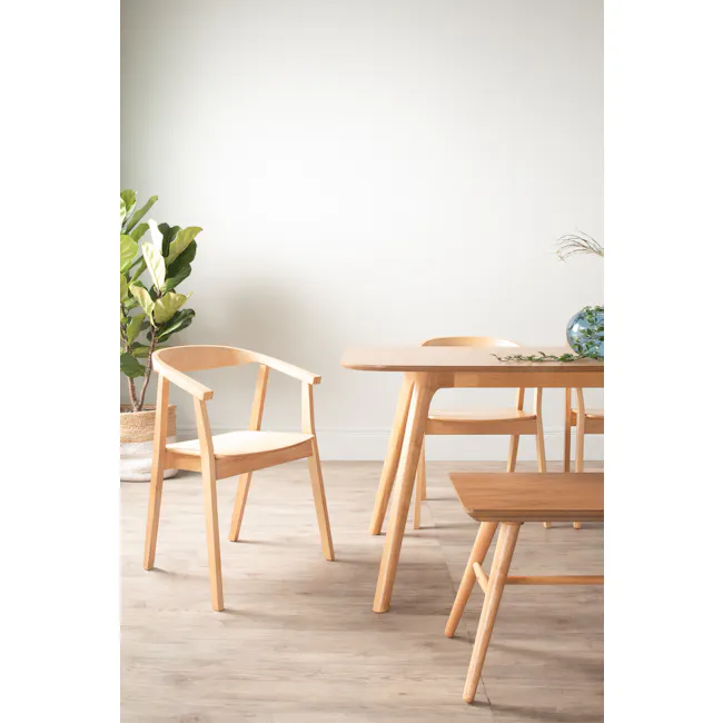 Greta Chair - Natural - 5 - Light wooden dining chairs, minimalist table, natural light, indoor setting, modern decor
