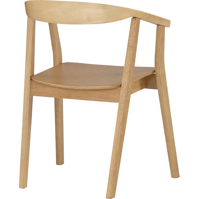 Greta Chair - Natural - 9 - Light wood chair, minimalist design, curved seat, sturdy legs, natural finish, simple structure