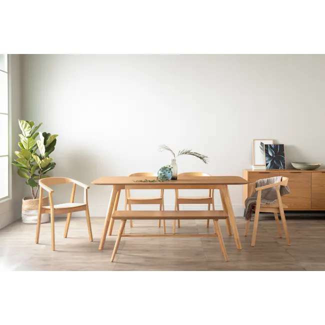 Greta Chair - Natural - 3 - Light wood dining table, minimalist furniture, natural light, indoor plant, wooden chairs, cozy