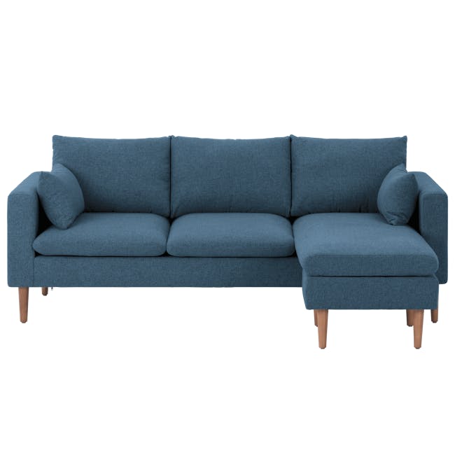 Alicia L-Shaped Sofa - Blue - 13 - Blue upholstered sofa, modern design, textured fabric, wooden legs, comfortable seating