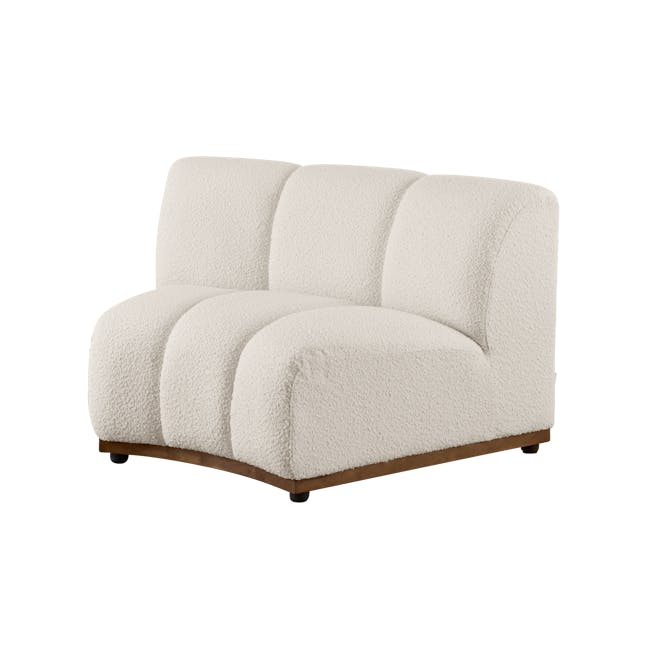 Cosmo Curve 3 Seater Sofa - Walnut, White Boucle (Eco Clean Fabric) - 4 - Cream tufted sofa, modern design, plush cushions