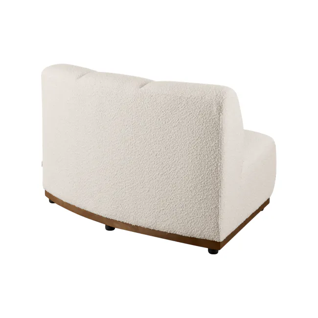 Cosmo Corner Sofa - Walnut, White Boucle (Eco Clean Fabric) - 5 - Cream-colored, plush, modern, cushioned, armchair