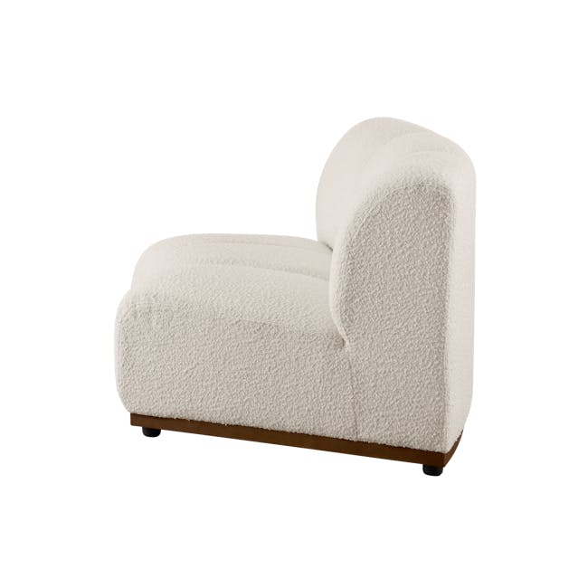 Cosmo L-Shaped Sectional Sofa - Walnut, White Boucle (Eco Clean Fabric) - 6 - Cream-colored, plush armchair, modern design