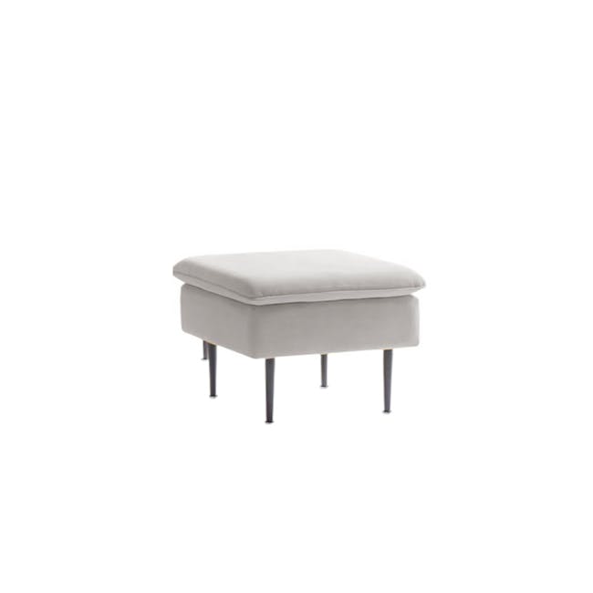 Joye Ottoman - Grey (Pet Friendly) - 1 - Modern upholstered stool, minimalist design, light gray upholstery, sleek metal