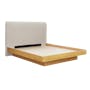Kenzou Queen Bed in Oak, Beige with 2 Kyoto Top Drawer Bedside Tables in Oak - 4
