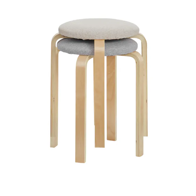 (Display Piece) Mizuki Fabric Stool - Light Grey - 2