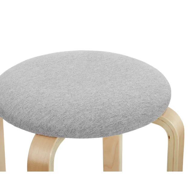(Display Piece) Mizuki Fabric Stool - Light Grey - 4