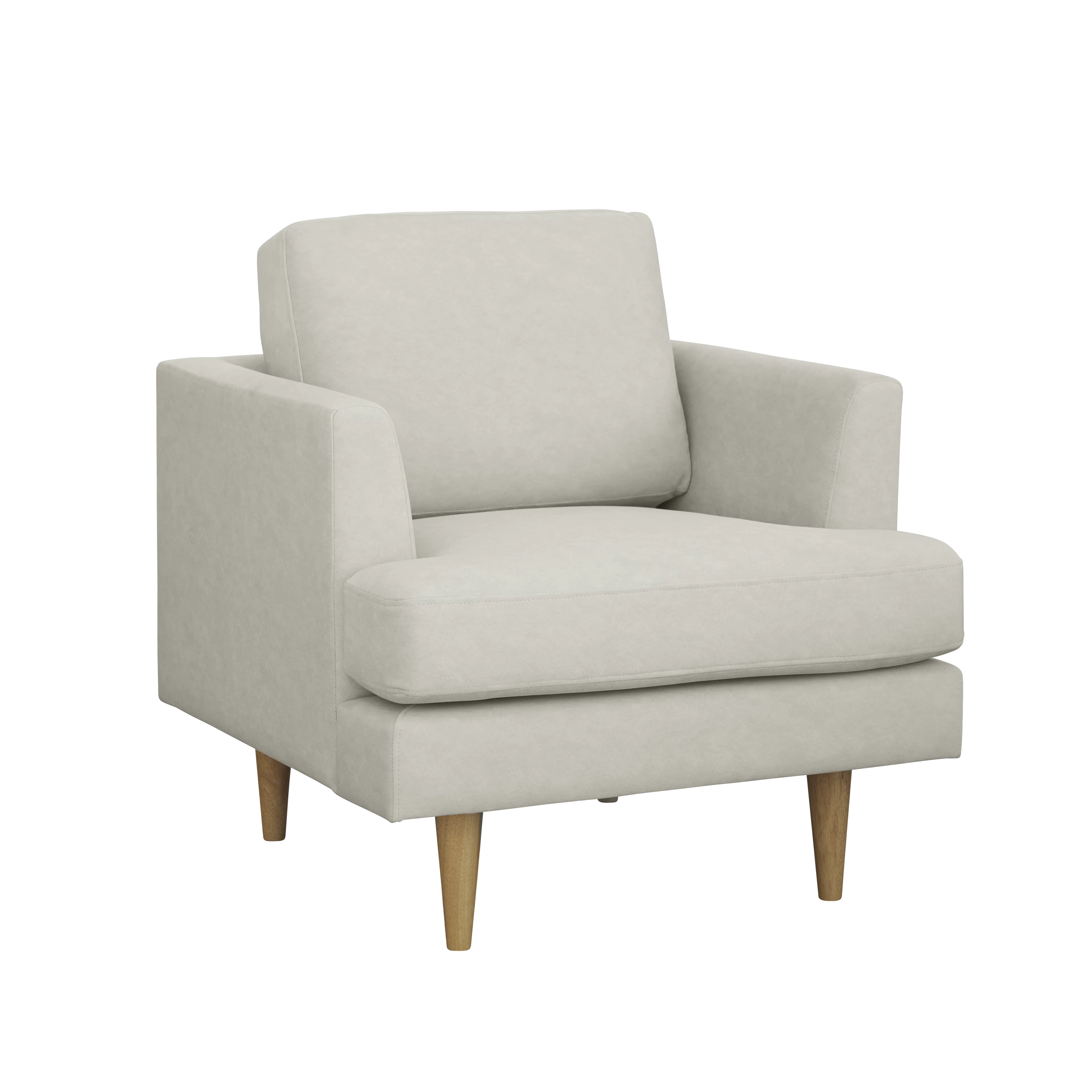 Soma 3 Seater Sofa with Soma Armchair - Sandstorm (Scratch Resistant) - 13 - Cream upholstered armchair, light beige fabric