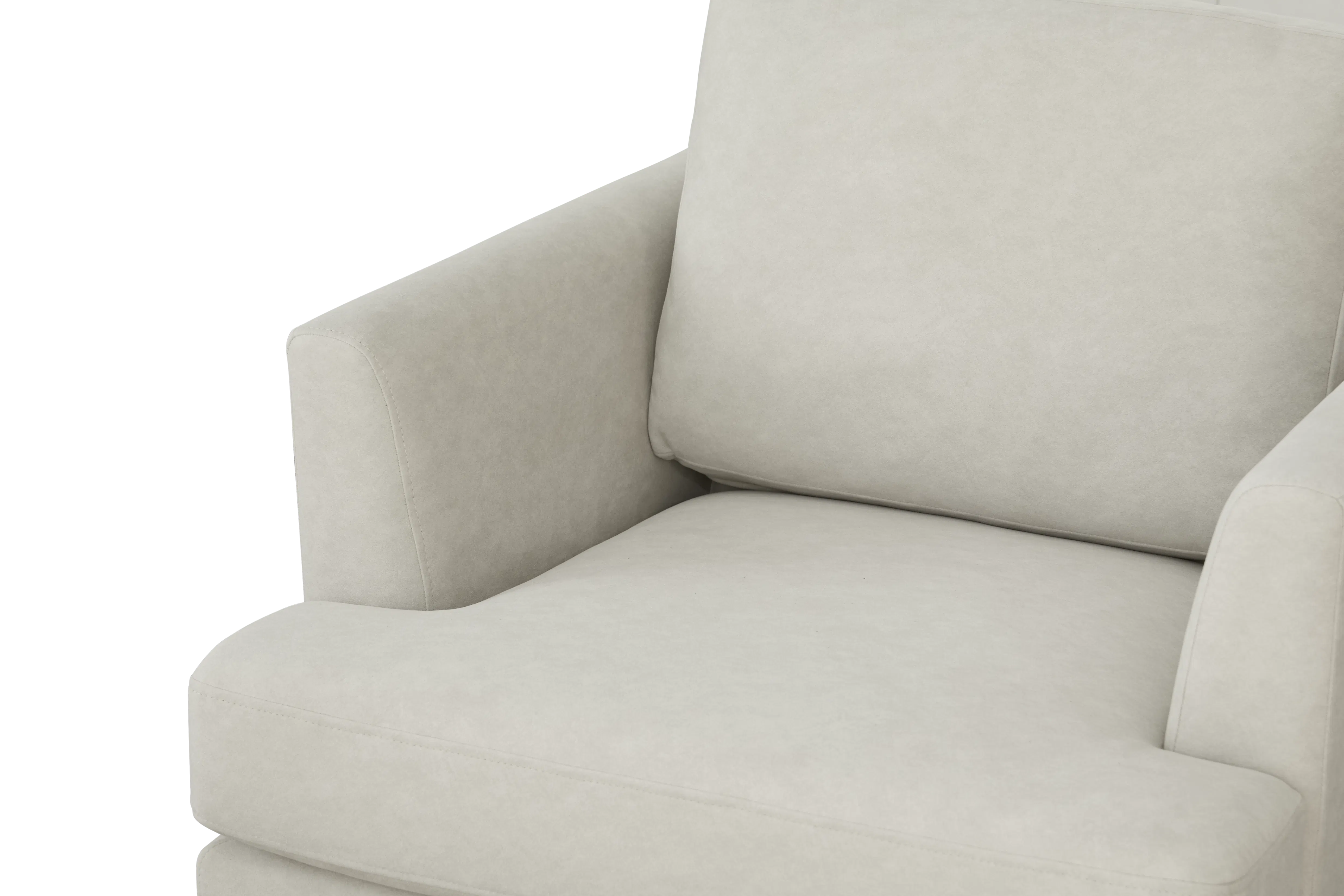 Soma 3 Seater Sofa with Soma Armchair - Sandstorm (Scratch Resistant) - 16 - Cream upholstered armchair, minimalist design