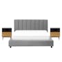 Elliot King Bed in Gray Owl with 2 Lewis Bedside Tables in Grey, Oak - 0