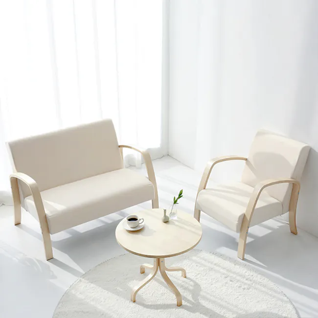 Mizuki 2 Seater Sofa - Beige - 2 - Minimalist living room, modern furniture, white walls, cozy seating, light beige