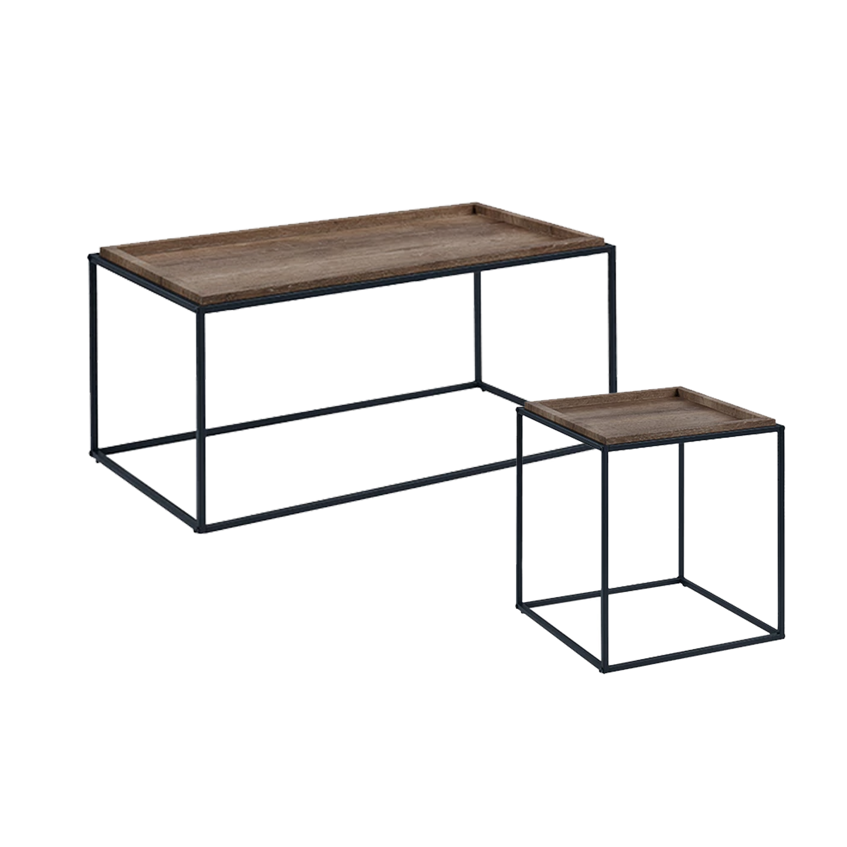 Dana Rectangle Coffee Table 1m And Dana Square Side Table Walnut