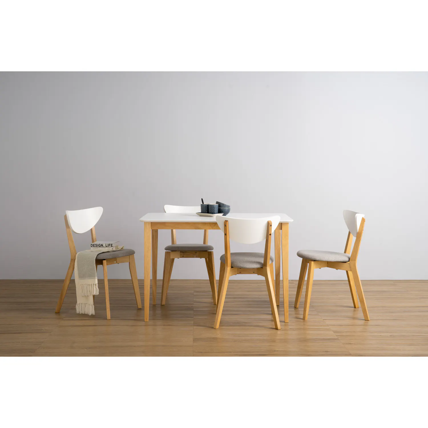 (As-is) Charmant Dining Table 1.1m - Natural, White - 3 - 7
