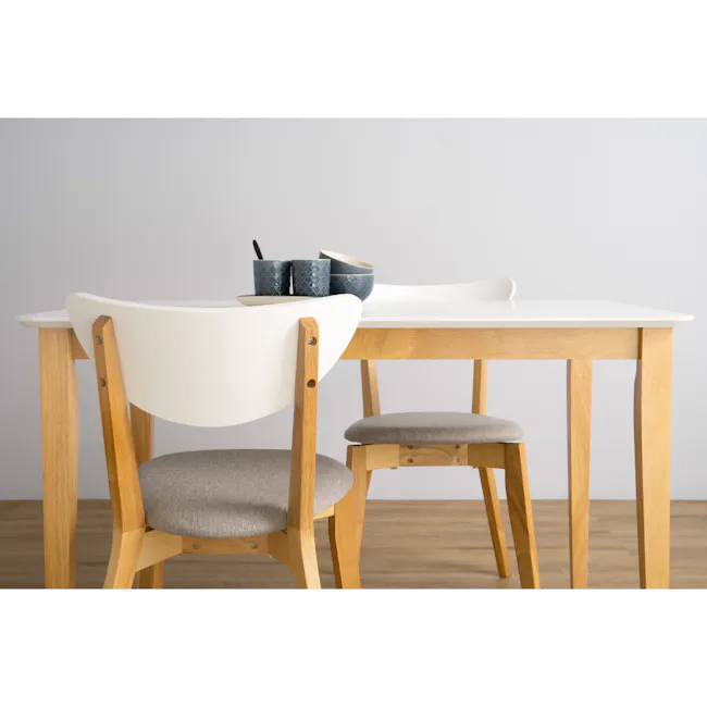 Charmant Dining Table 1.1m - Natural, White - 5 - Modern minimalist dining table with wooden legs and a white countertop