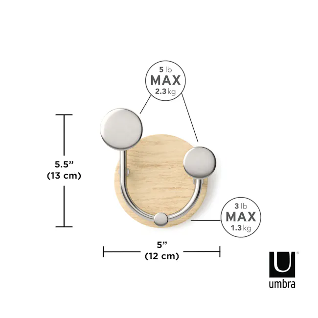 Melody Single Hook Natural, Nickel, Umbra Home Accents HipVan