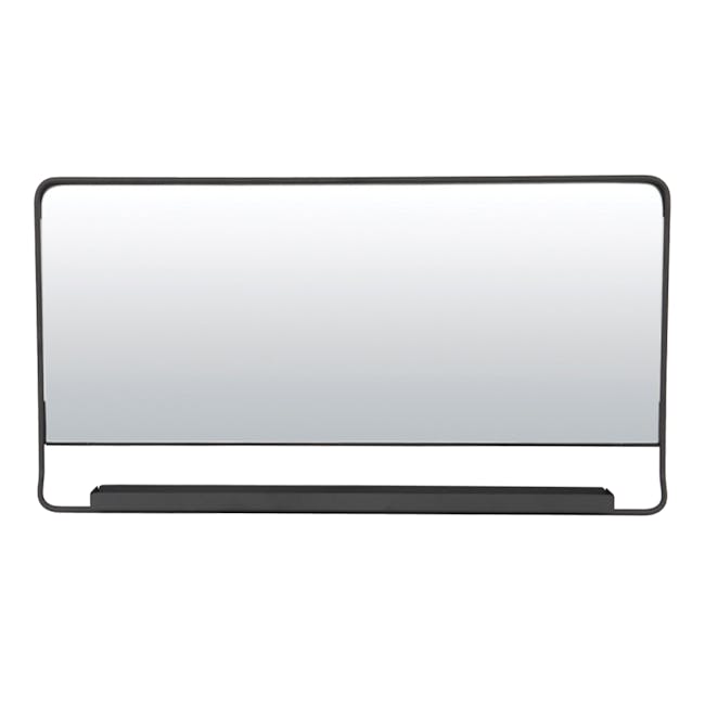 Larry Horizontal Wall Mirror with Shelf - Black - 0