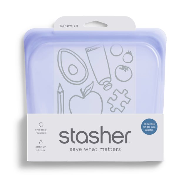 Stasher Reusable Silicone Bag - Sandwich - Lavender - 4