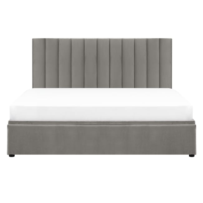 Audrey King Storage Bed in Seal Grey (Velvet) with 2 Volos Bedside Tables - 3