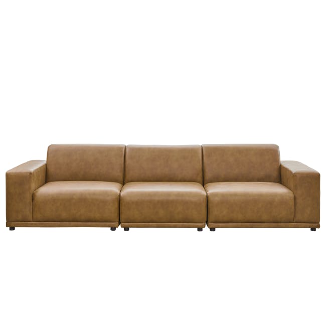 Milan 3 Seater Extended Sofa - Tan (Faux Leather) - 16