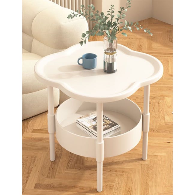 Claudie Storage Side Table - Ivory - 4