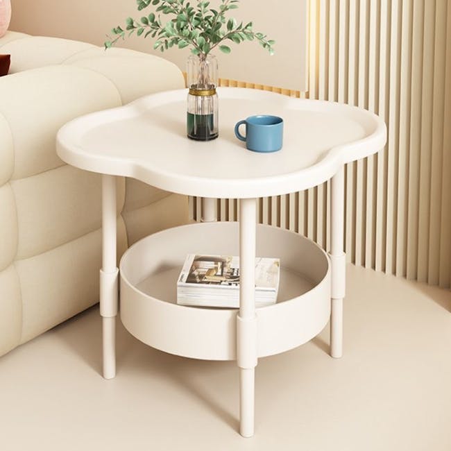 Claudie Storage Side Table - Ivory - 2