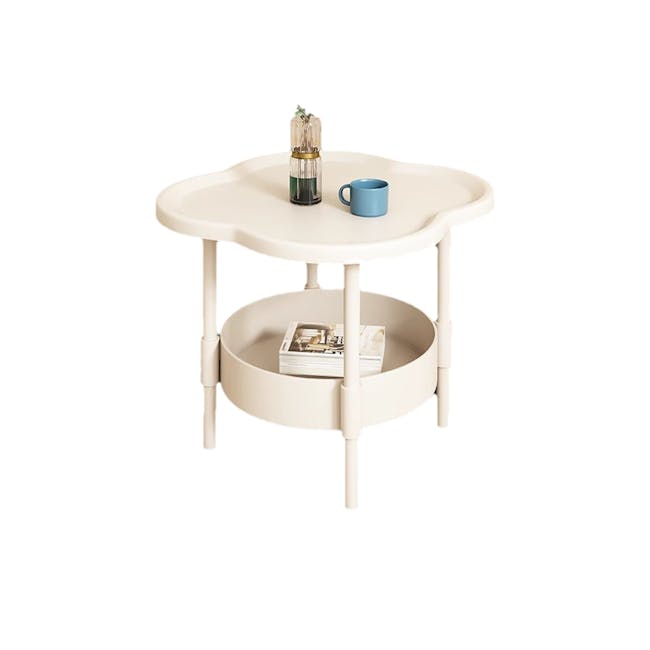 Claudie Storage Side Table - Ivory - 1