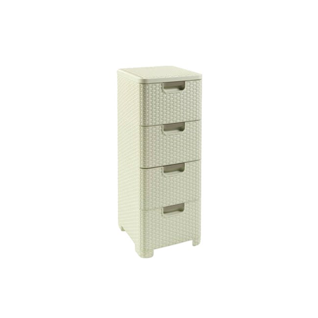Rattan Style Drawer 4 - Off White - 2