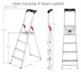 Hailo Aluminium 4 Step Ladder (2 Step Sizes) - 8cm Wide Step Ladder - 5