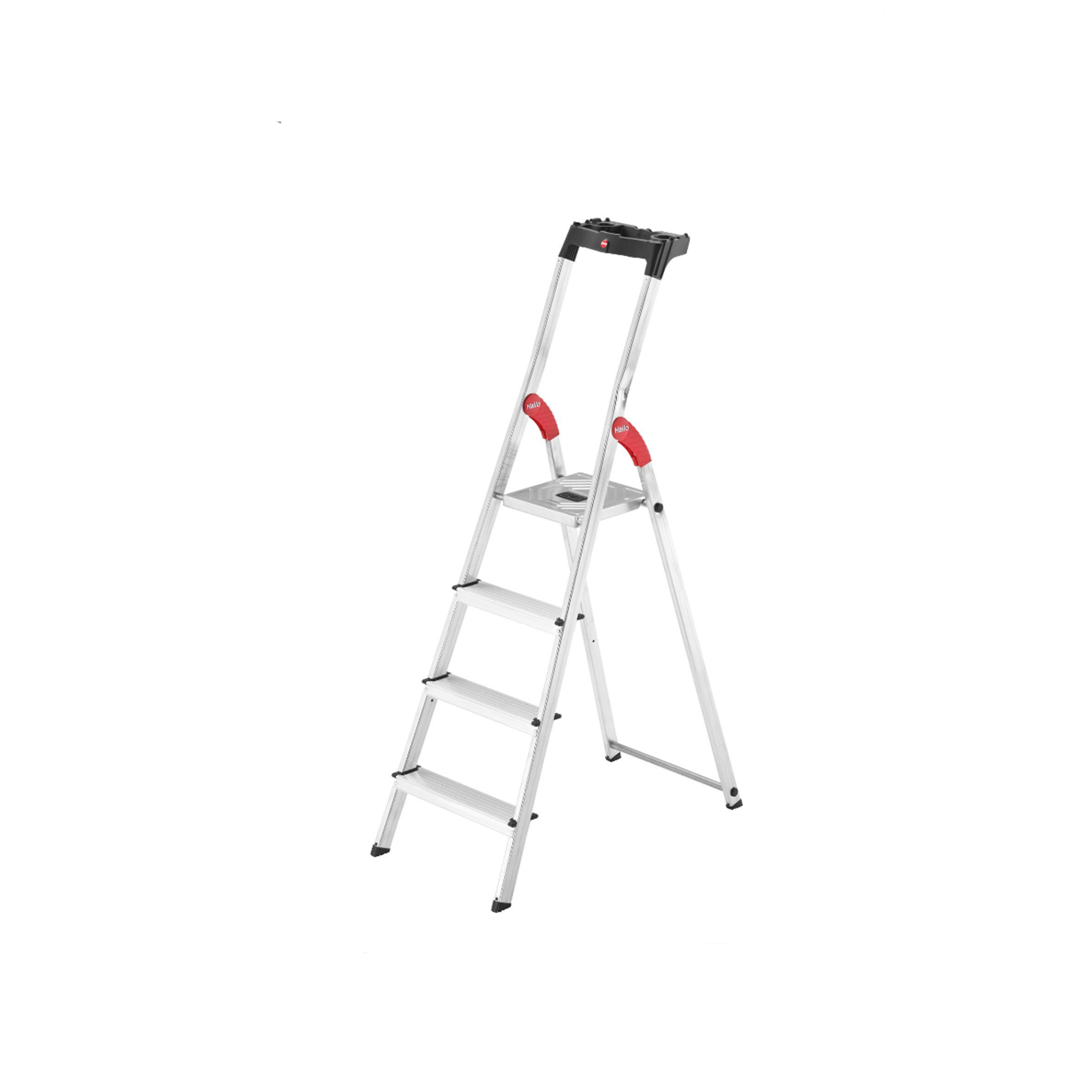Hailo Aluminium 4 Step Ladder (2 Step Sizes) - 8cm Wide Step Ladder