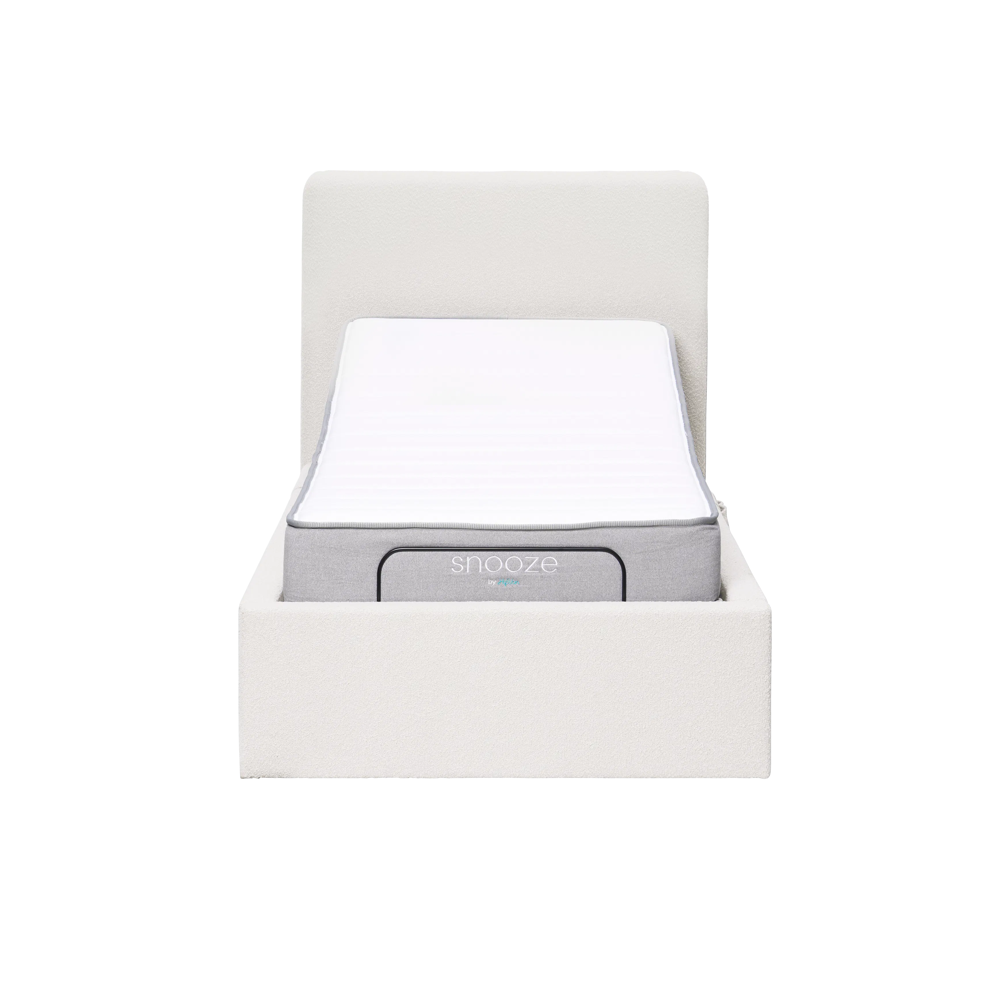 Aeva Super Single Adjustable Bed - White Boucle