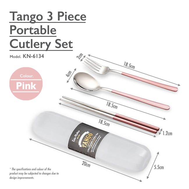 Table Matters Tango 3pc Portable Cutlery Set - Pink - 4