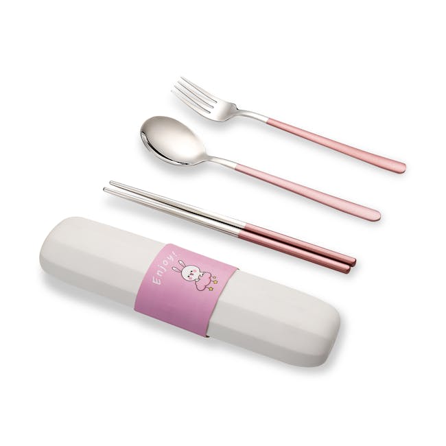 Table Matters Tango 3pc Portable Cutlery Set - Pink - 0