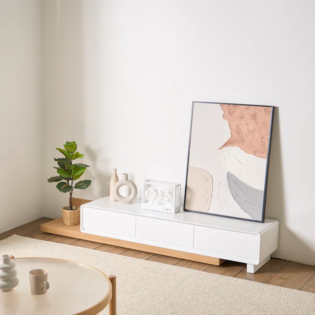 Nara Extendable TV Console 1.5m-2.8m - Oak, White - 5