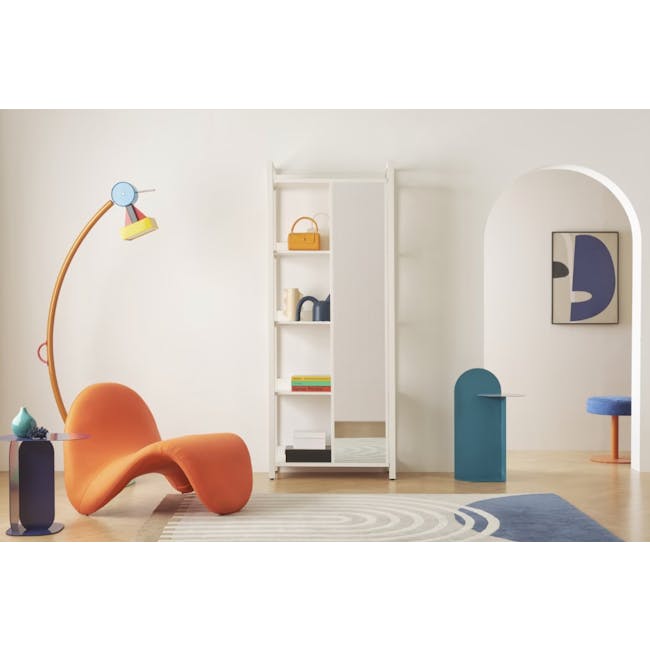 Melo Open Wardrobe with Shelves and Sliding Mirror - 1