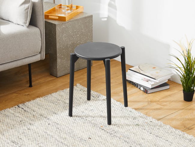 Olly Monochrome Stackable Stool - Black - 1
