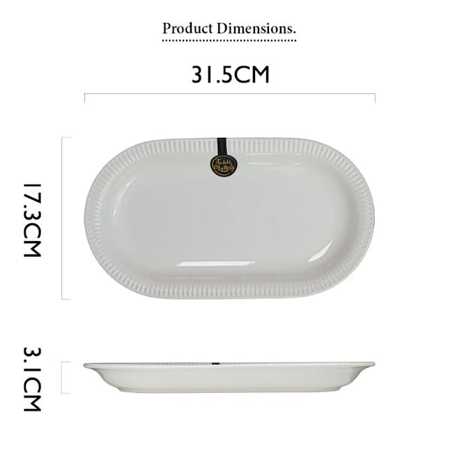 Table Matters Royal White 12 Inch Oval Plate - 4
