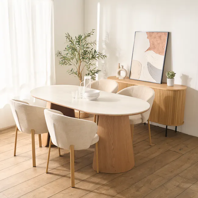 Apollo Dining Table 1.8m (Sintered Stone) with 6 Apollo Dining Armchairs - Oak - 3