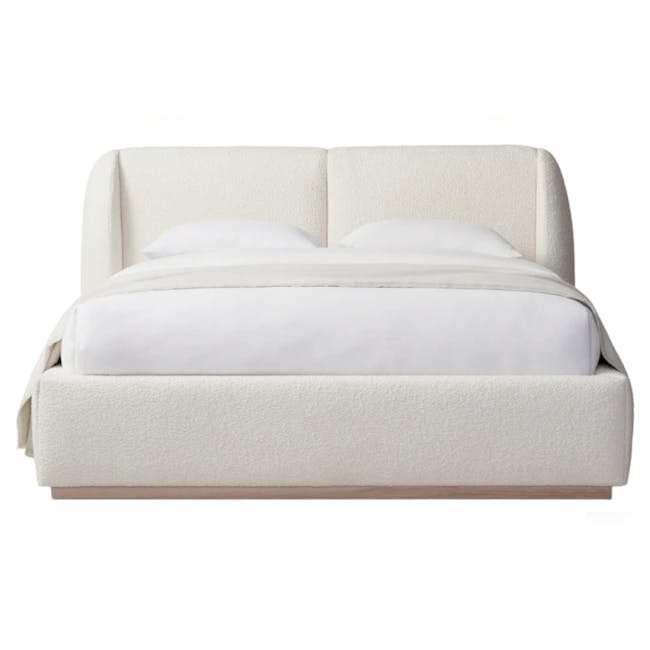 Nova King Bed - White Boucle - 0