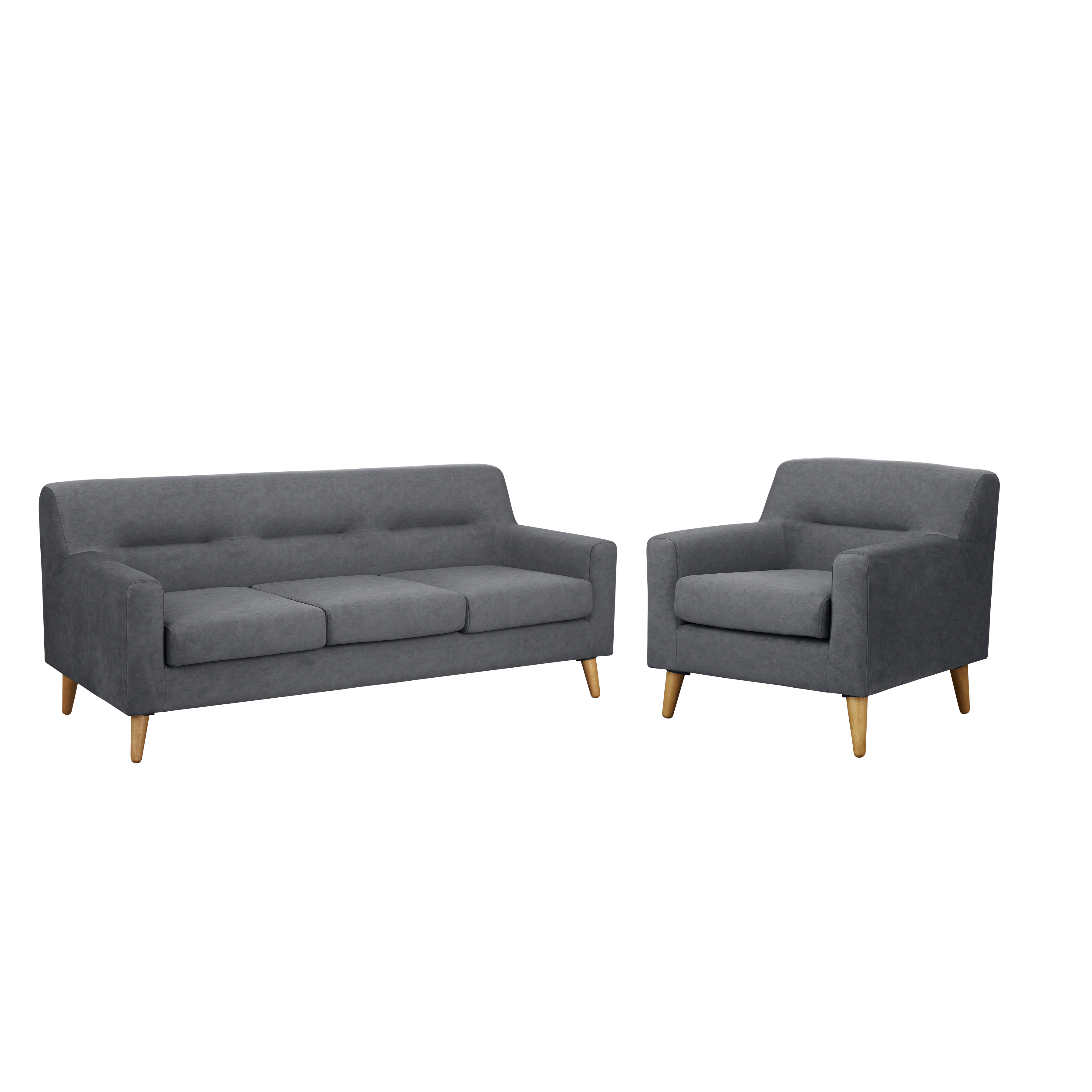 Damien 3 Seater Sofa with Damien Armchair - Dark Grey (Scratch Resistant Fabric)