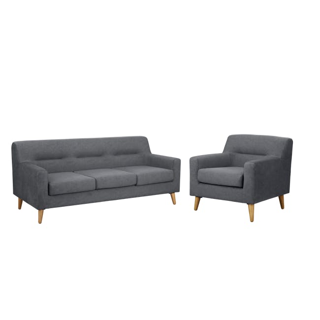 Damien 3 Seater Sofa with Damien Armchair - Dark Grey (Scratch Resistant Fabric) - 0