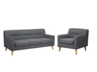 Damien 3 Seater Sofa with Damien Armchair - Dark Grey (Scratch Resistant Fabric)